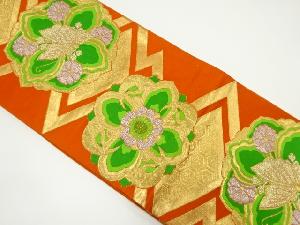 アンティーク　松皮菱に華紋模様織り出し袋帯（材料）